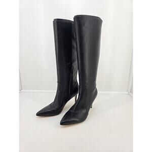 NINE WEST - FIVERA, Black REAL leather knee boots, 3.75" stiletto heel, SZ 8 M